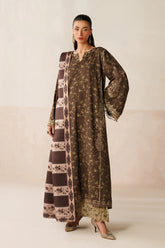 BAROQUE-3PC KHADDAR PRINTED SHIRT WITH KHADDAR PRINTED DUPATTA AND PRINT TROUSER-W.J-2663