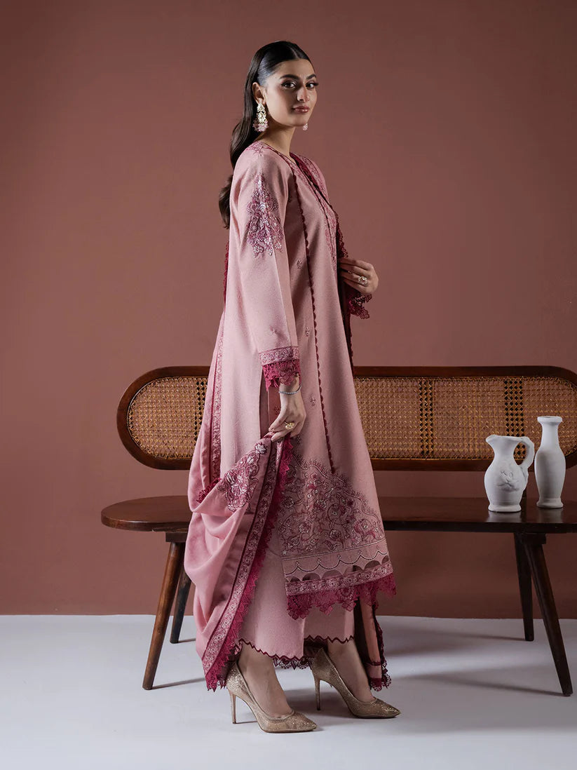 ASIM JOFA-3PC DHANAK EMBROIDERED SHIRT WITH DHANAK EMBROIDERED SHAWL & TROUSER-W.J-1804