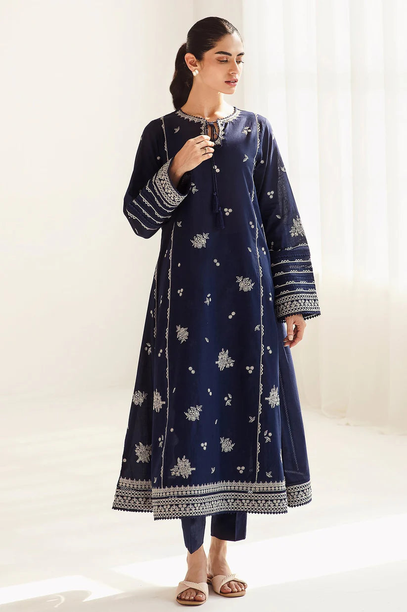JAZMIN-3PC DHANAK SEQUENCE EMBROIDERED SHIRT WITH COUTRAI PRINTED SHAWL & DHANAK TOUSER-W.J-1831