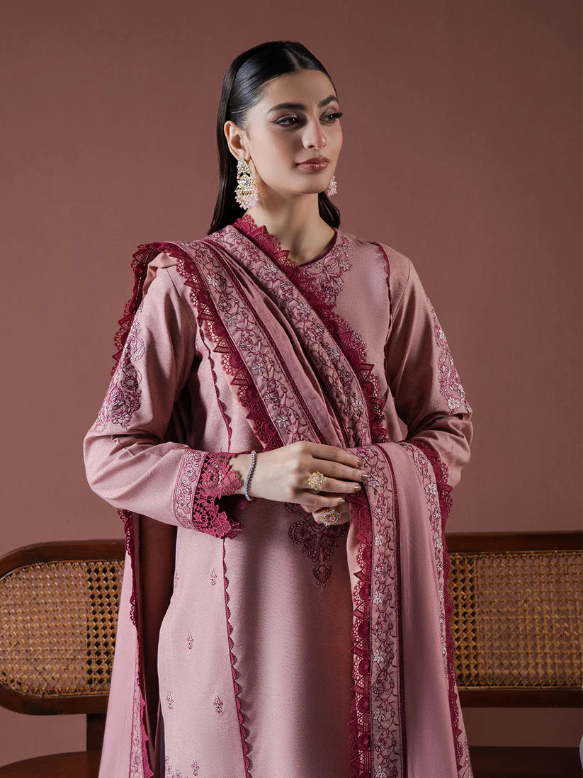 ASIM JOFA-3PC DHANAK EMBROIDERED SHIRT WITH DHANAK EMBROIDERED SHAWL & TROUSER-W.J-1804
