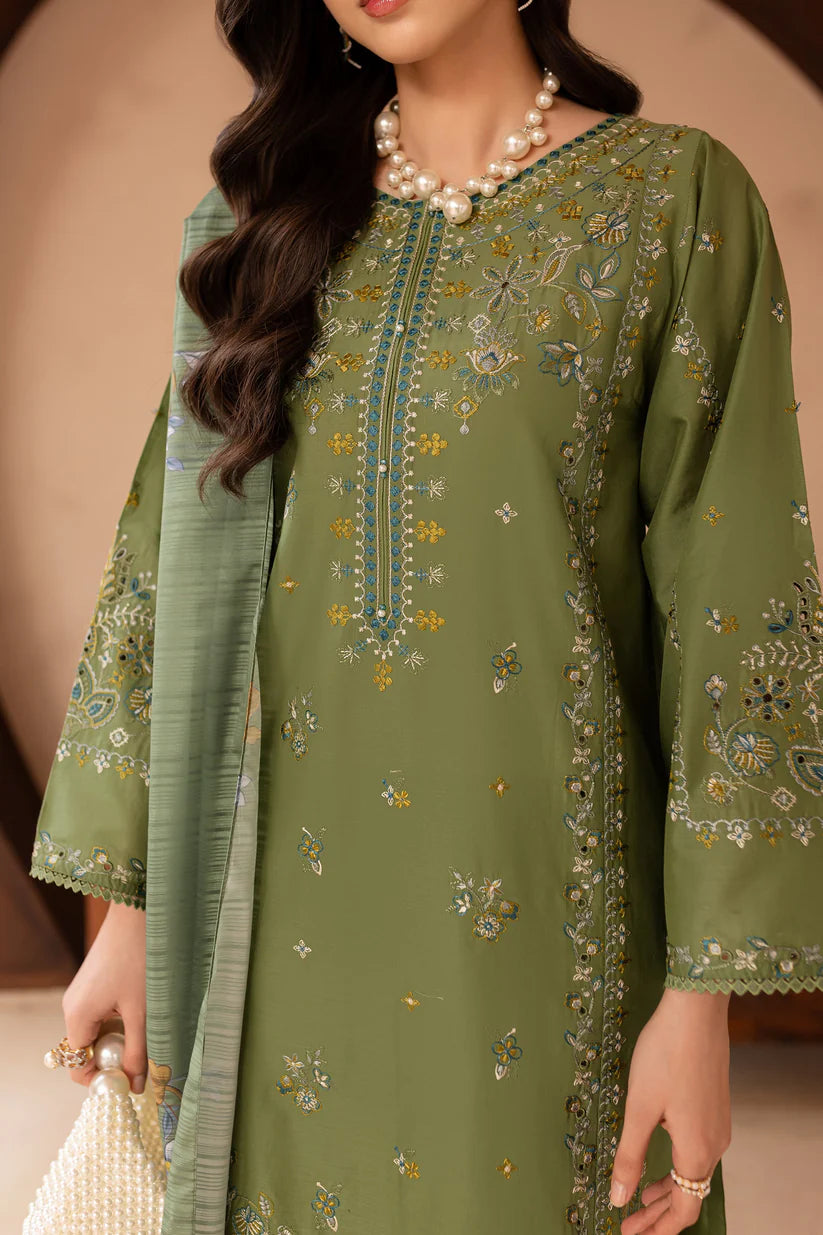 BATIK-3PC LAWN EMBROIDERED SHIRT WITH MONARK PRINT DUPATTA AND EMB TROUSER-W.J-1658
