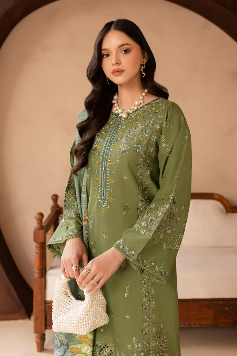 BATIK-3PC LAWN EMBROIDERED SHIRT WITH MONARK PRINT DUPATTA AND EMB TROUSER-W.J-1658