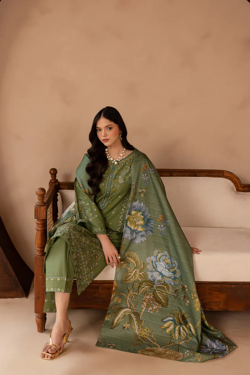 BATIK-3PC LAWN EMBROIDERED SHIRT WITH MONARK PRINT DUPATTA AND EMB TROUSER-W.J-1658