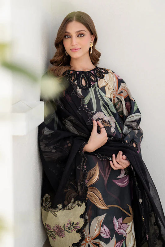 BAROQUE-3PC KHADDAR PRINTED EMB SHIRT WITH KHADDAR PRINTED EMB DUPATTA AND PRINTED TROUSER-W.J-1972