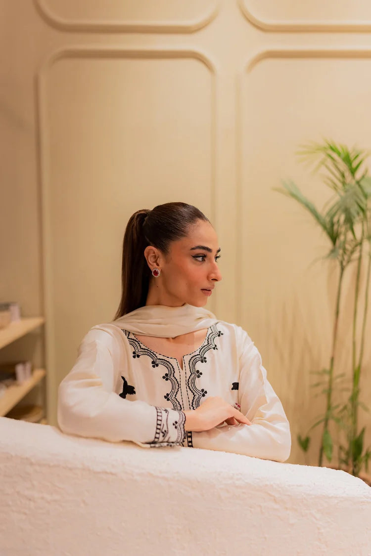 MIRANA-3PC DHANAK EMBROIDERED SHIRT WITH BAMBER TYE&DYE CHIFFON DUPATTA AND TROUSER-W.J-1978