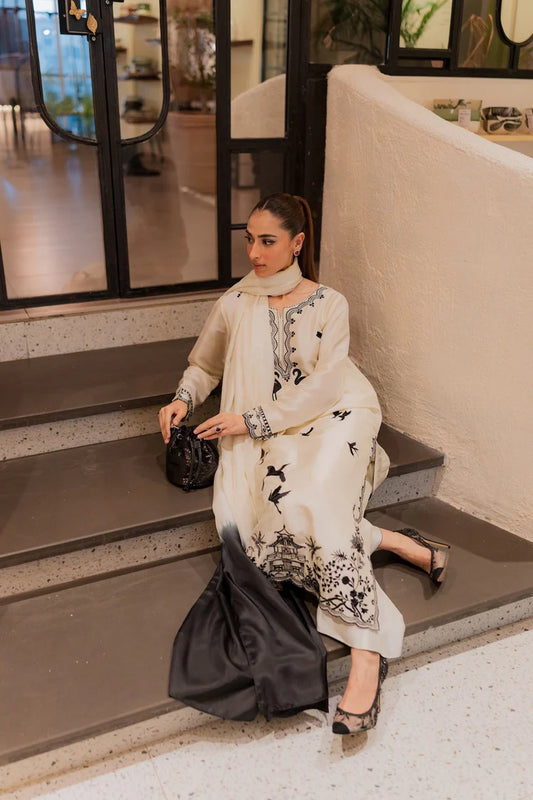 MIRANA-3PC DHANAK EMBROIDERED SHIRT WITH BAMBER TYE&DYE CHIFFON DUPATTA AND TROUSER-W.J-1978