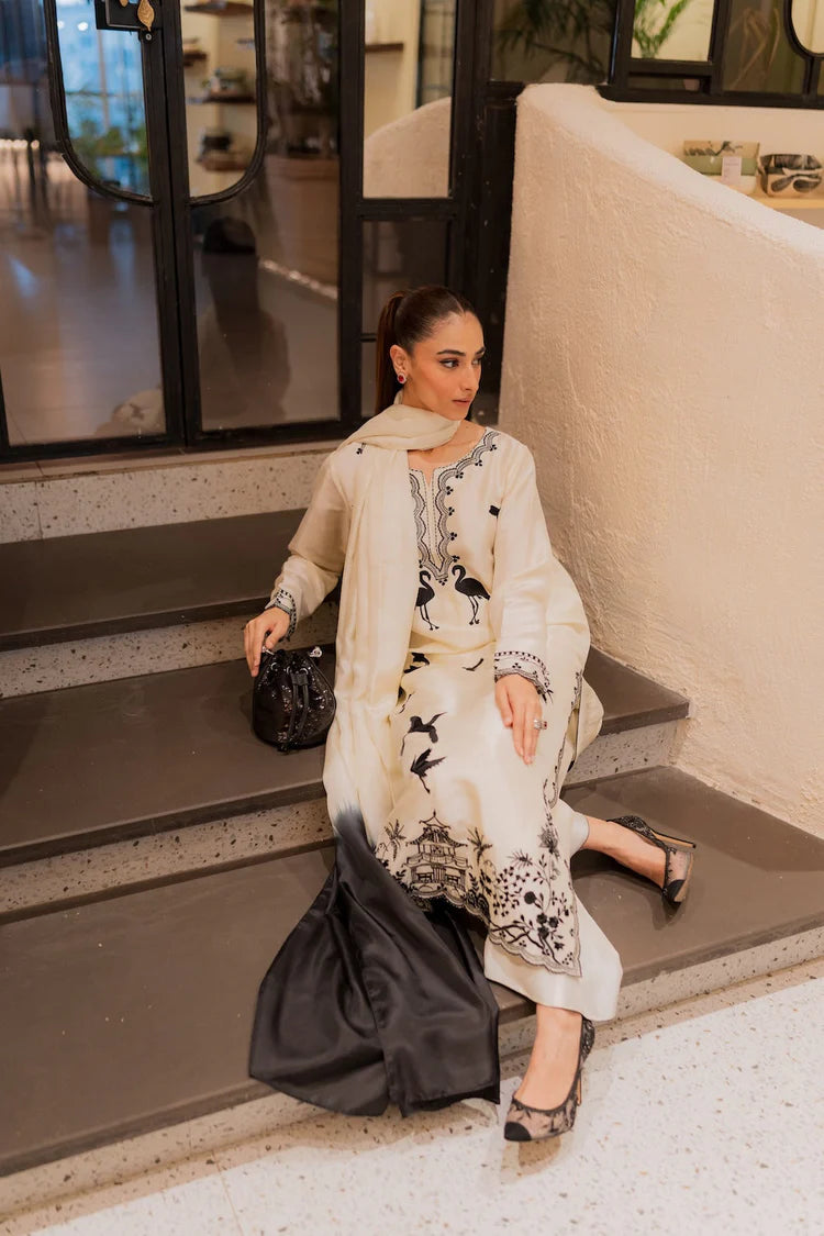 MIRANA-3PC DHANAK EMBROIDERED SHIRT WITH BAMBER TYE&DYE CHIFFON DUPATTA AND TROUSER-W.J-1978
