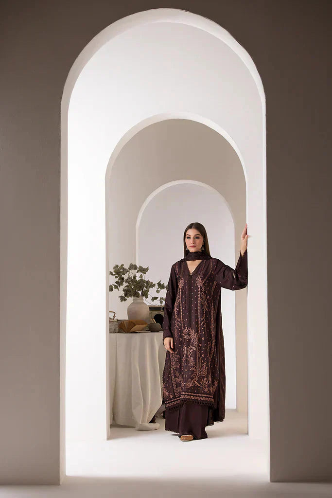 SOBIA NAZIR - 3PC DHANAK EMBROIDERED SHIRT WITH DHANAK EMBROIDERED SHAWL AND TROUSER-W.J-1390