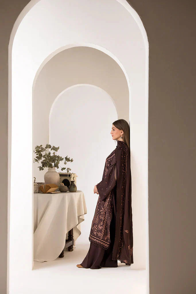 SOBIA NAZIR - 3PC DHANAK EMBROIDERED SHIRT WITH DHANAK EMBROIDERED SHAWL AND TROUSER-W.J-1390