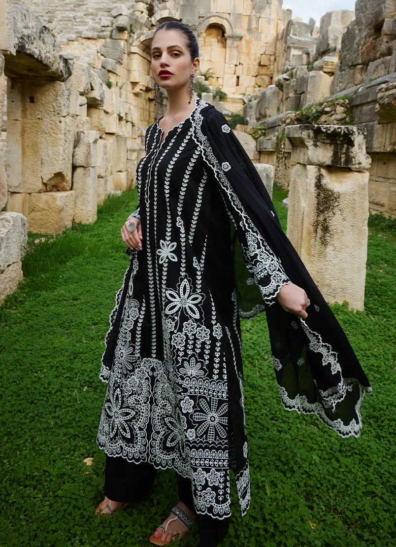 IMAGE-3PC LAWN EMBROIDERED SHIRT WITH CHIFFON EMBROIDERED DUPATTA AND TROUSER-W.J-1714