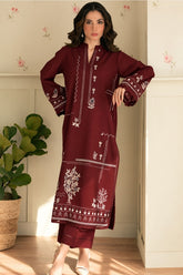 BATIK-2PIECE DHANAK EMBROIDERED SHIRT WITH DHANAK EMB TROUSER-WJ-15145