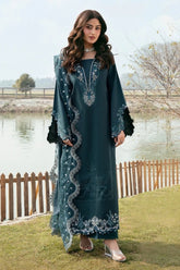 IZEL-3PC DHANAK EMBROIDERED SHIRT WITH CHIFFON EMBROIDERED DUPATTA AND TROUSER-W.J-5106