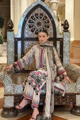 WEARJORA-3PC KARANDI PRINTED EMBROIDERED SHIRT WITH KARANDI PRINTED EMB SHAWL & PRINTED TROUSER-W.J-