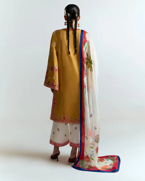 HUSSAIN REHAR - 3PC LAWN HEAVY EMBROIDERED SHIRT WITH MONARK PRINTED DUPATTA AND EMB TROUSER-W.J-1783