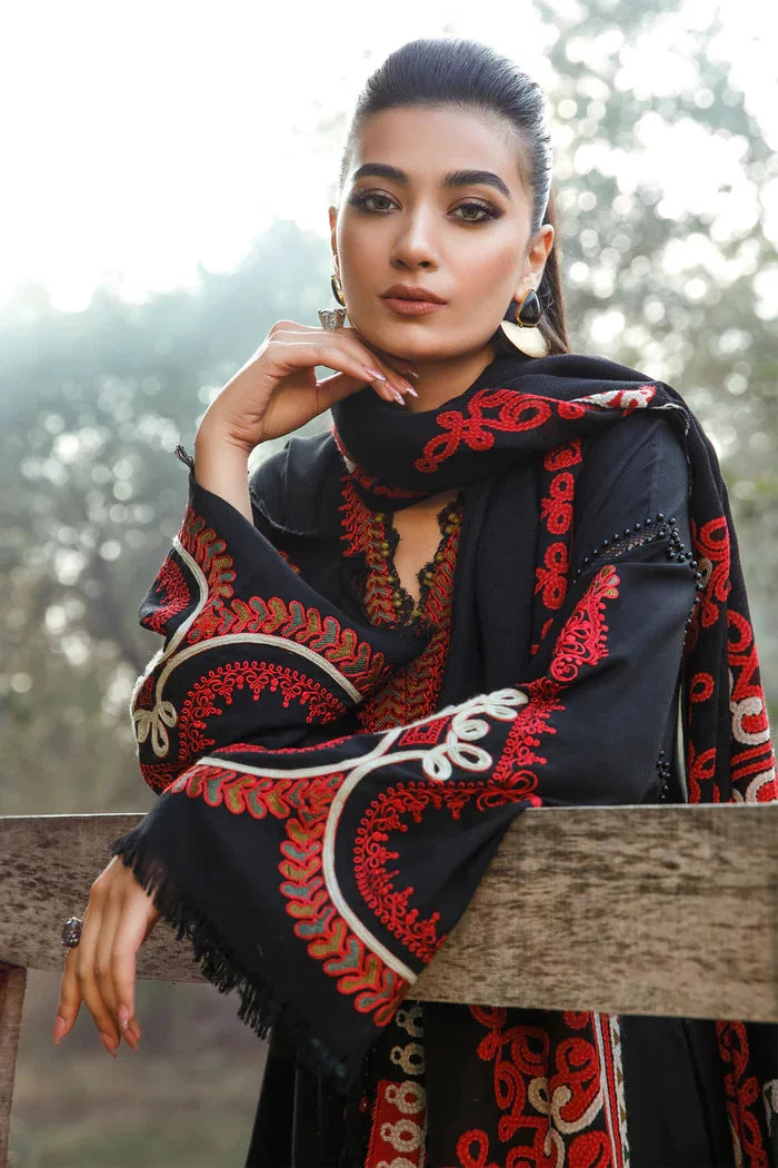 MARIA B -3PC KHADDAR HEAVY EMBROIDERED SHIRT WITH WOOL PRINT SHAWL AND TROUSER -W.J-1787