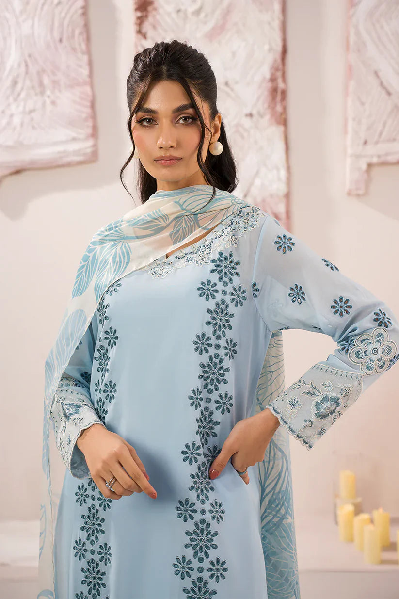 iZNIK-3PC LAWN BORER EMBROIDERED SHIRT WITH MONARK PRINTED DUPATTA AND TROUSER-W.J-1755