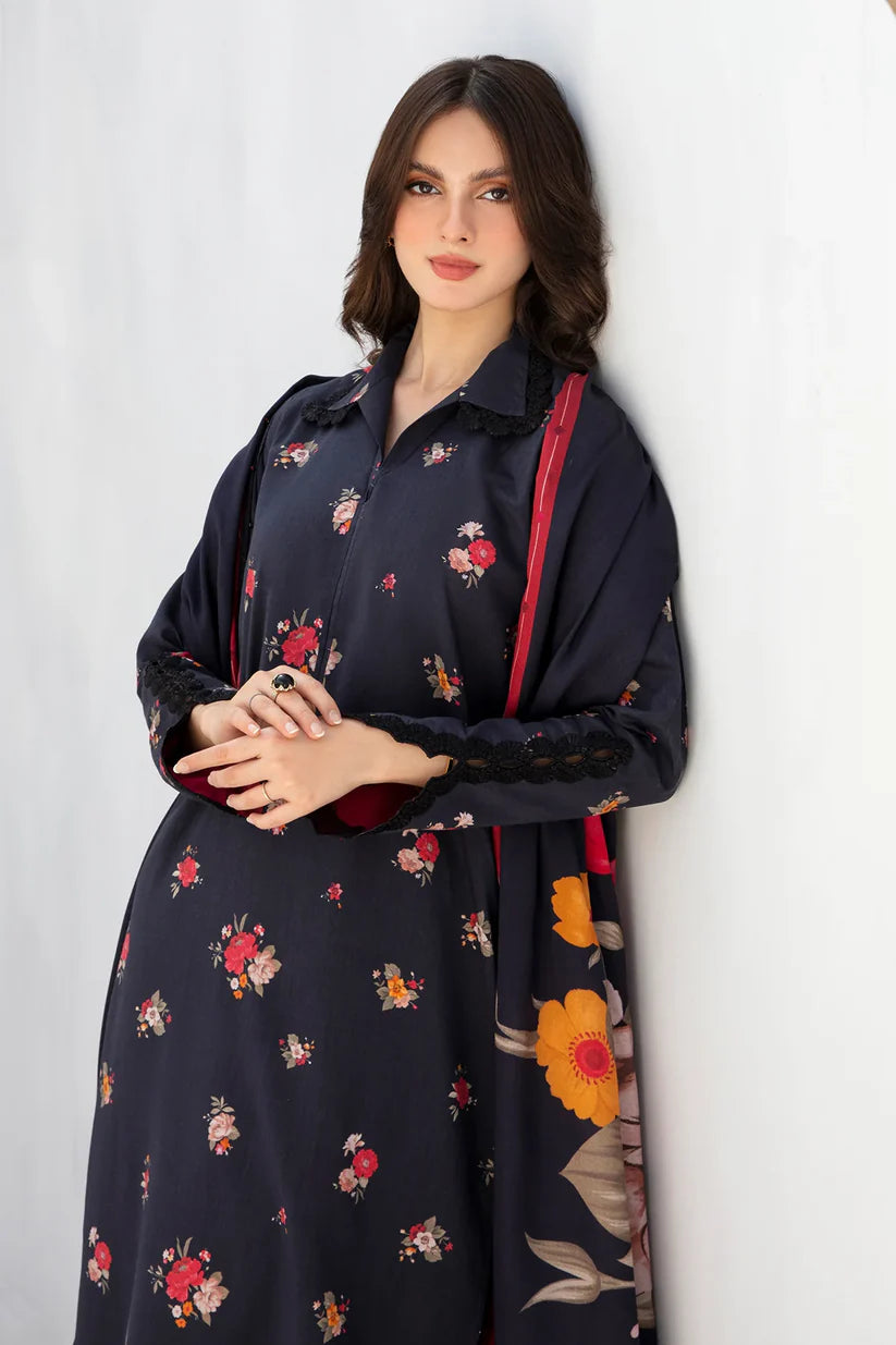 BAROQUE-3PC KHADDAR PRINTED SHIRT WITH KHADDAR PRINT DUPATTA AND PRINT TROUSER-W.J-1910