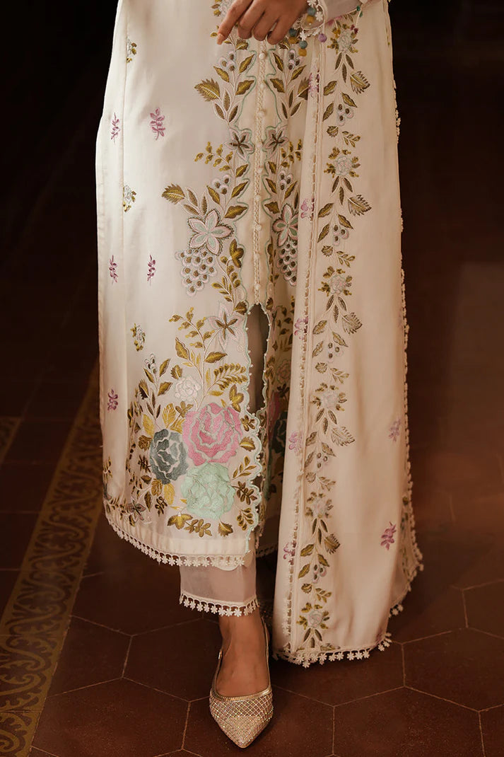 CROSS STITCHED-3PC DHANAK EMBROIDERED SHIRT WITH DHANAK EMBROIDERED SHAWL AND TROUSER -W.J-1789