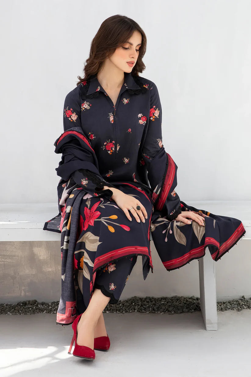 BAROQUE-3PC KHADDAR PRINTED SHIRT WITH KHADDAR PRINT DUPATTA AND PRINT TROUSER-W.J-1910
