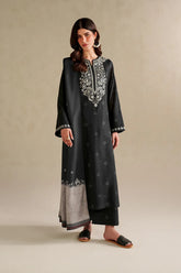 IZNIK-3PC DHANAK EMBROIDERED SHIRT WITH WOOL DIGITAL PRINT SHAWL AND TROUSER-W.J-5174