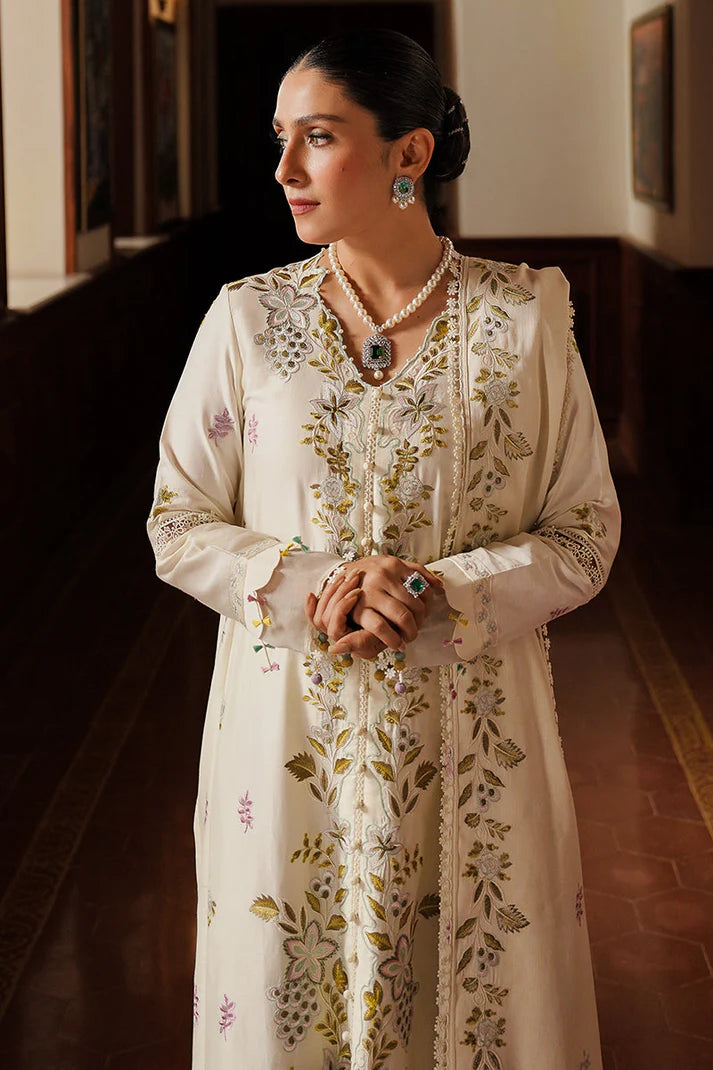 CROSS STITCHED-3PC DHANAK EMBROIDERED SHIRT WITH DHANAK EMBROIDERED SHAWL AND TROUSER -W.J-1789