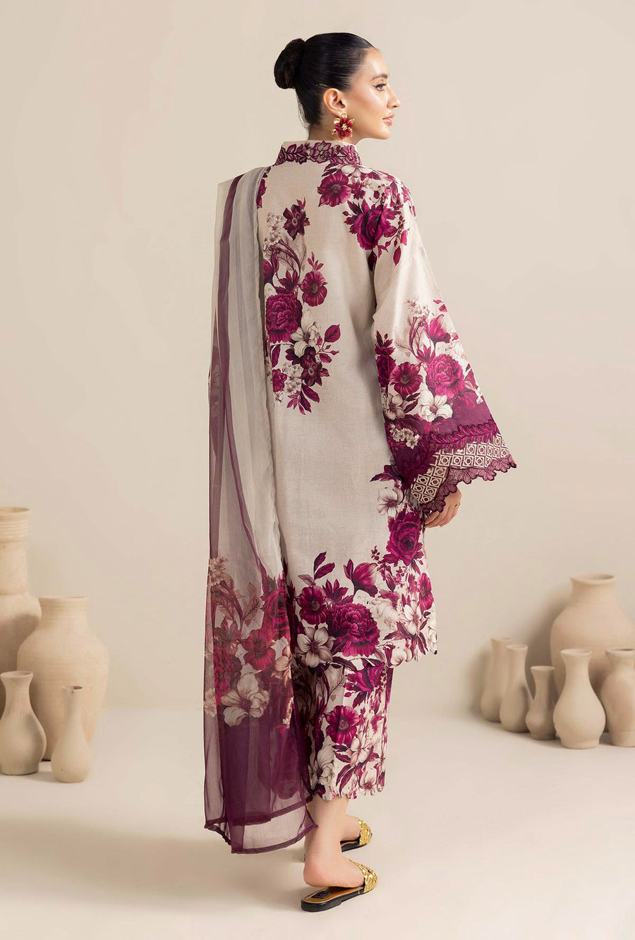 ADAN LIBAS-3PC KHADDAR PRINTED EMB SHIRT WITH KHADDAR PRINT DUPATTA AND PRINT TROUSER-W.J-1680