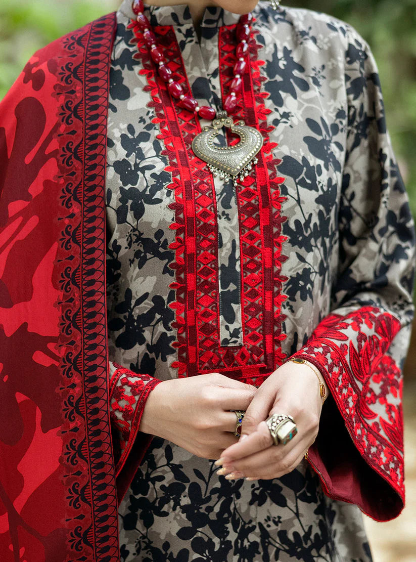 ZAINAB CHOTTANI-3PC LAWN EMBROIDERED PRINTED SHIRT WITH LAWN PRINT DUPATTA AND PRINT TROUSER-W.J-1703
