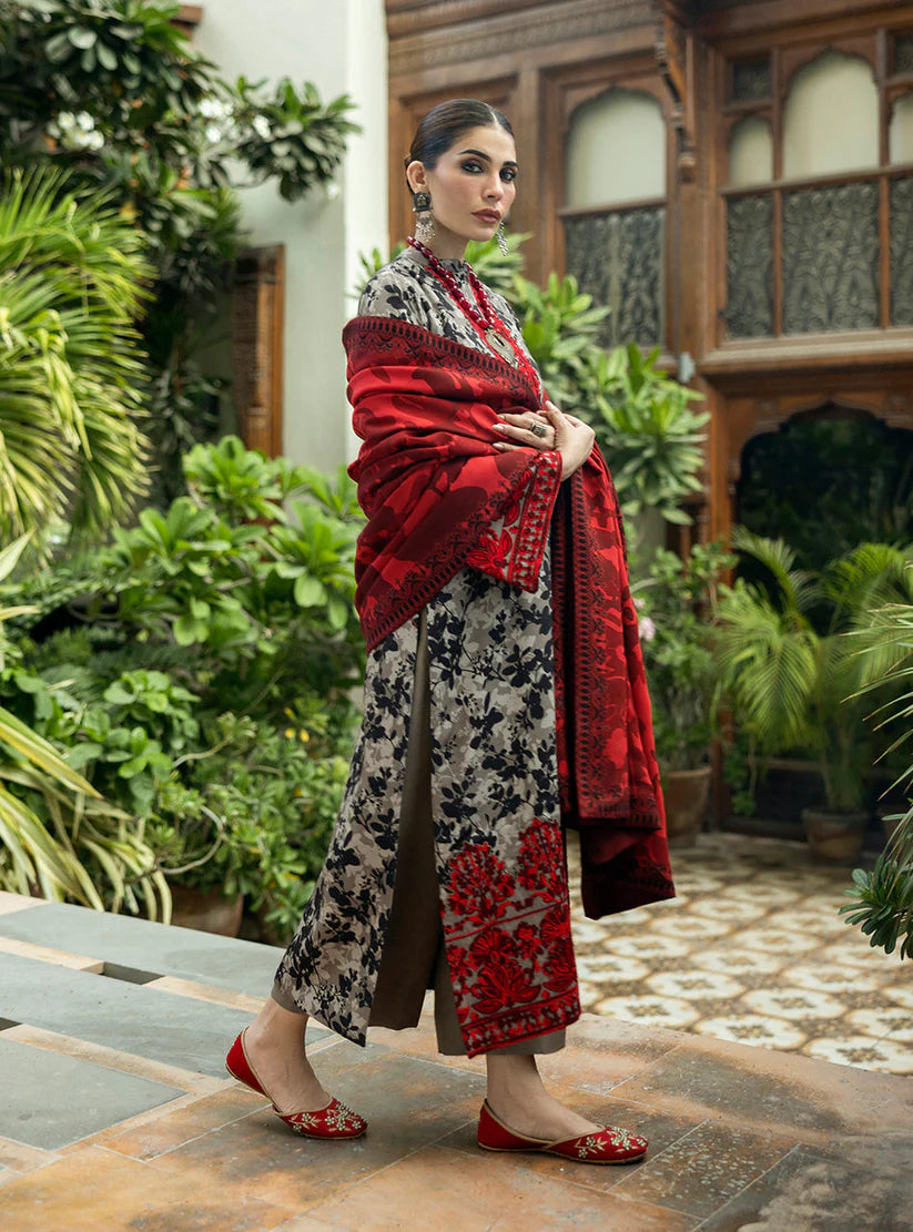ZAINAB CHOTTANI-3PC LAWN EMBROIDERED PRINTED SHIRT WITH LAWN PRINT DUPATTA AND PRINT TROUSER-W.J-1703