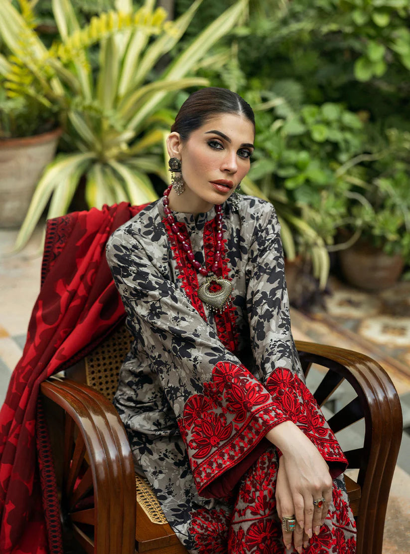 ZAINAB CHOTTANI-3PC LAWN EMBROIDERED PRINTED SHIRT WITH LAWN PRINT DUPATTA AND PRINT TROUSER-W.J-1703