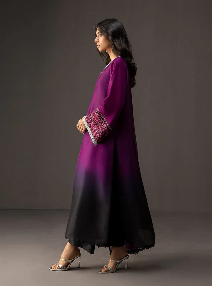 ZAINAB CHOTANI-3PC SHAMOZ SILK PRINT EMBROIDERED SHIRT WITH SOFT SILK PRINT DUPATTA & SILK TROUSER-W.J-1490