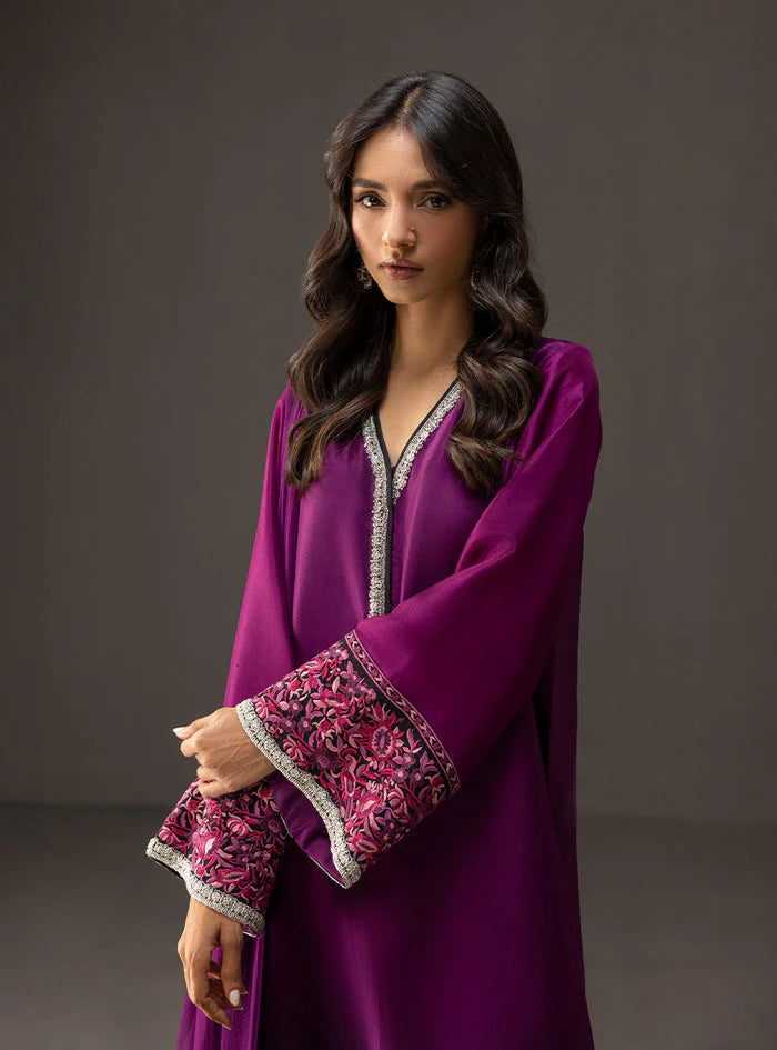 ZAINAB CHOTANI-3PC SHAMOZ SILK PRINT EMBROIDERED SHIRT WITH SOFT SILK PRINT DUPATTA & SILK TROUSER-W.J-1490