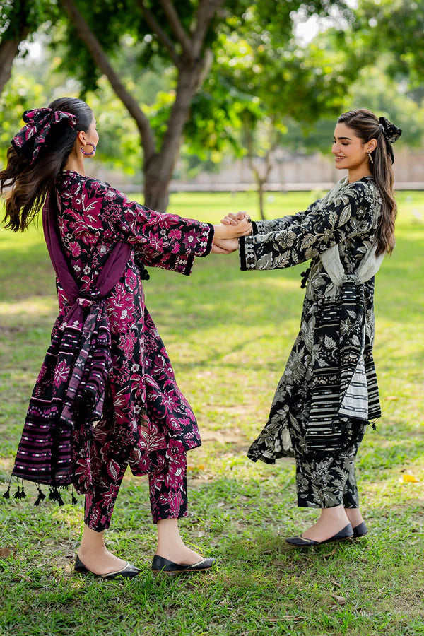 BAROUQUE-3PC KHADDAR PRINTED SHIRT WITH KHADDAR PRINT DUPATTA AND PRINT TROUSER-W.J-1135