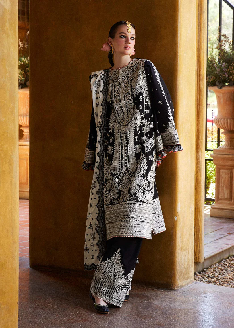 HUSSAIN REHAR-3PC DHANAK EMBROIDERED SHIRT WITH COTTON NET EMBROIDERED DUPATTA AND EMB TROUSER-W.J-1834