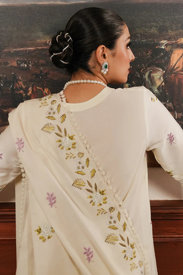CROSS STITCHED-3PC DHANAK EMBROIDERED SHIRT WITH DHANAK EMBROIDERED SHAWL AND TROUSER -W.J-1789
