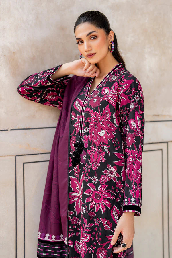 BAROUQUE-3PC KHADDAR PRINTED SHIRT WITH KHADDAR PRINT DUPATTA AND PRINT TROUSER-W.J-1135
