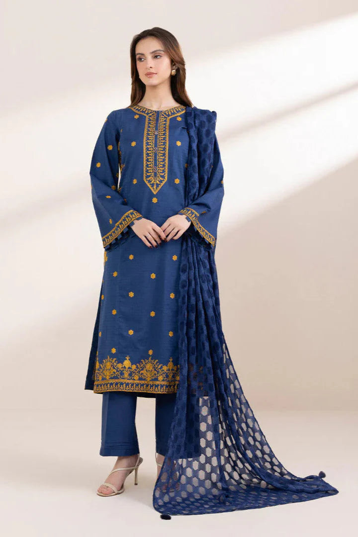 SAPPHIRE-3PC LAWN EMBROIDERED SHIRT WITH COTTON NET DUPATTA & TROUSER- –  WEAR JORA