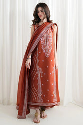 BATIK-3PC DHANAK EMBROIDERED SHIRT WITH DHANAK EMBROIDERED SHAWL AND EMB TROUSER-W.J-5089