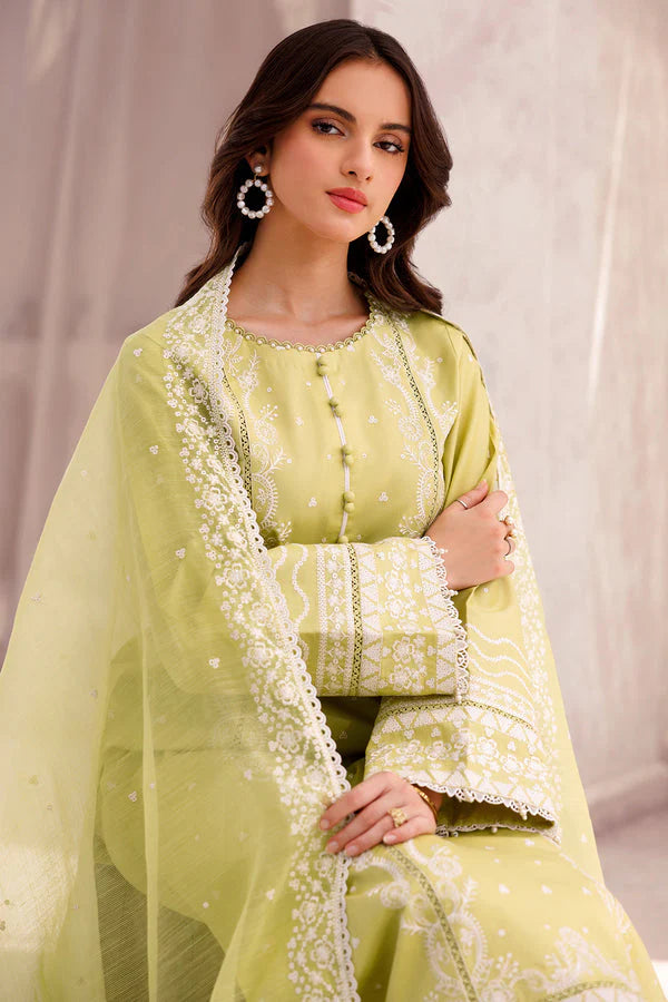 SAPPHIRE-3PC LAWN EMBROIDERED SHIRT WITH ORGANZA EMBROIDERED DUPATTA AND LAWN TROUSER-W.J-1664
