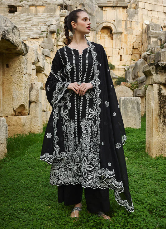 IMAGE-3PC LAWN EMBROIDERED SHIRT WITH CHIFFON EMBROIDERED DUPATTA AND TROUSER-W.J-1714