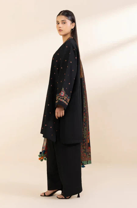 SAPPHIRE-3PC DHANAK EMBROIDERED SHIRT WITH COURTRAI PRINTED SHAWL & TROUSER-W.J-2059