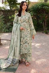 BAROQUE-3PC KHADDAR PRINTED SHIRT WITH KHADDAR PRINTED DUPATTA AND PRINT TROUSER-W.J-2643