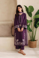 GARNET-3PC DHANAK EMBROIDERED SHIRT WITH WOOL PRINTED SHAWL & TROUSER-W.J-5121