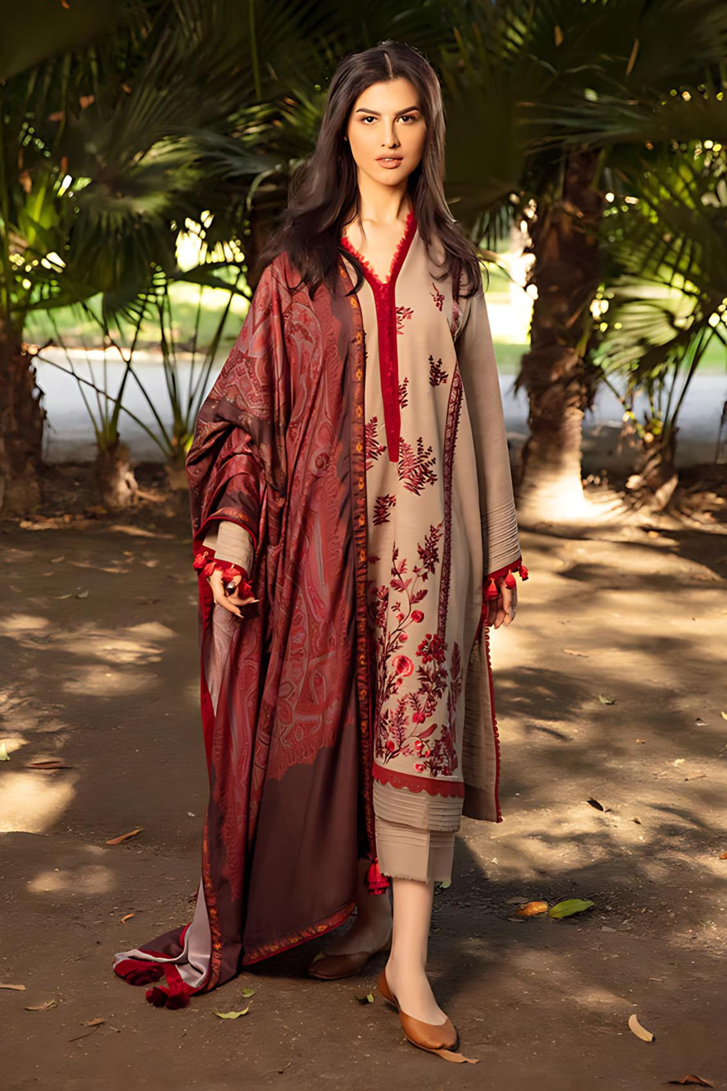 ZAINAB CHOTTANI -3PC LAWN EMBROIDERED SHIRT WITH MONARK PRINT DUPATTA AND TROUSER -W.J-1531