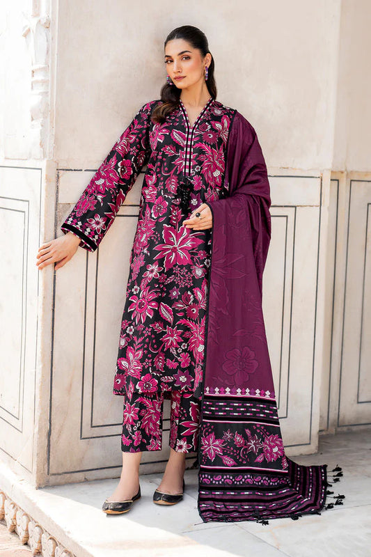 BAROUQUE-3PC KHADDAR PRINTED SHIRT WITH KHADDAR PRINT DUPATTA AND PRINT TROUSER-W.J-1135