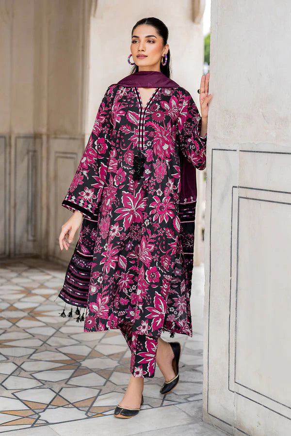 BAROUQUE-3PC KHADDAR PRINTED SHIRT WITH KHADDAR PRINT DUPATTA AND PRINT TROUSER-W.J-1135