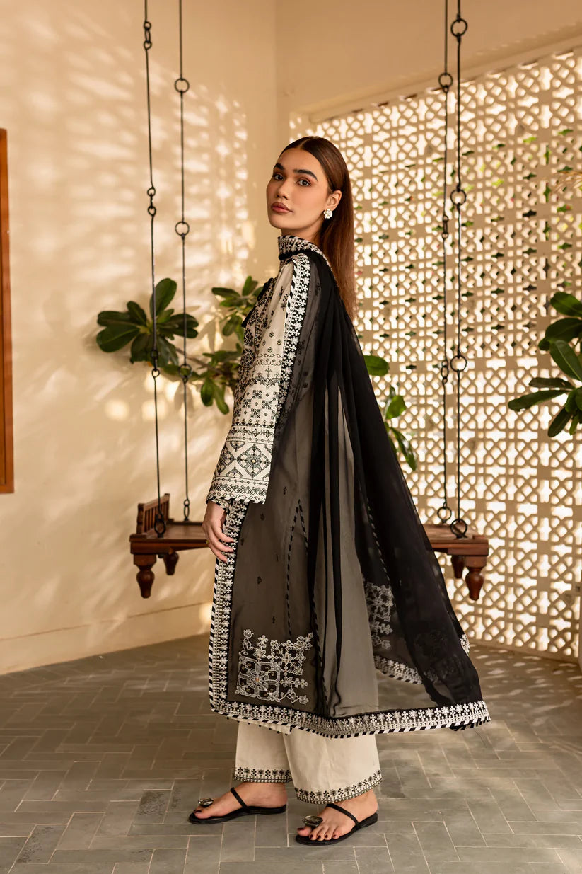 BATIK-3PC DHANAK EMBROIDERED SHIRT WITH CHIFFON EMBROIDERED DUPATTA AND EMB TROUSER-W.J-1840