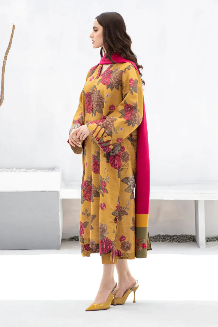BAROQUE-3PC KHADDAR PRINTED SHIRT WITH KHADDAR PRINT DUPATTA AND PRINT TROUSER-W.J-1976
