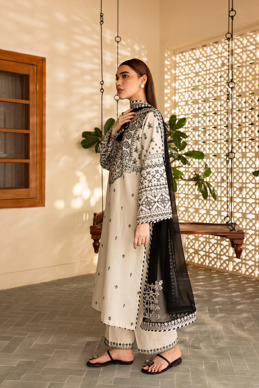 BATIK-3PC DHANAK EMBROIDERED SHIRT WITH CHIFFON EMBROIDERED DUPATTA AND EMB TROUSER-W.J-1840