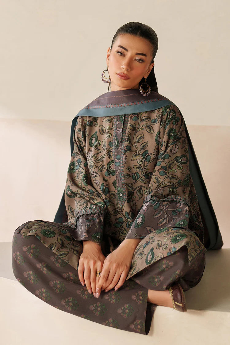 BAROQUE-3PC VISCOSE PRINTED SHIRT WITH VISCOSE PRINTED DUPATTA AND TROUSER-W.J-2050