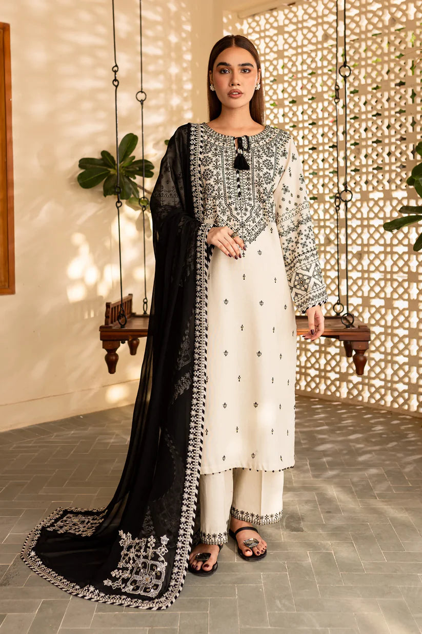 BATIK-3PC DHANAK EMBROIDERED SHIRT WITH CHIFFON EMBROIDERED DUPATTA AND EMB TROUSER-W.J-1840